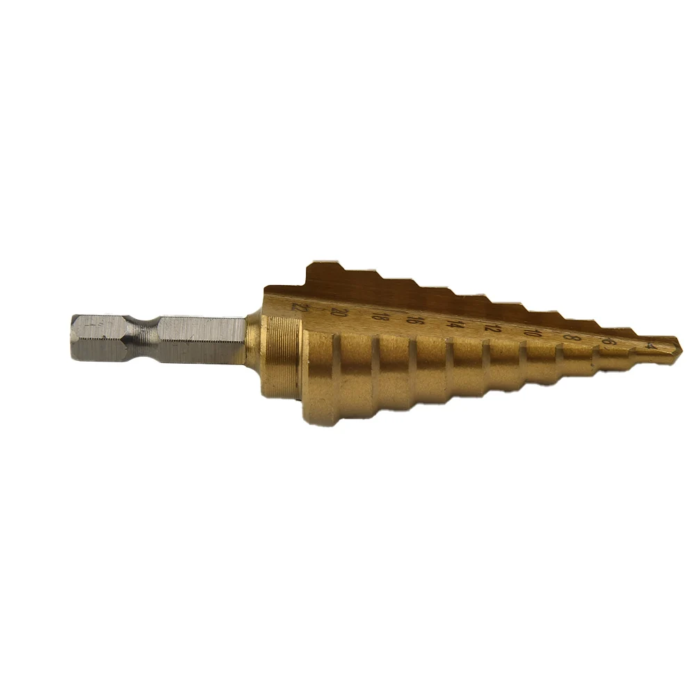 Hex Step drill bit High Steel Hole Metal Supply Titanium Coated Woodworking 1pc 4-22mm Equipment Accessories Hex