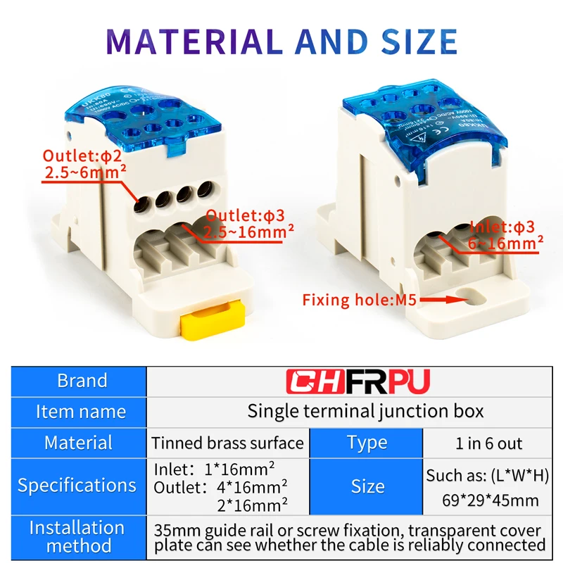 UKK 80A One in multiple-out distribution box Din Rail Terminal Blocks Universal wire connector junction box waterproof