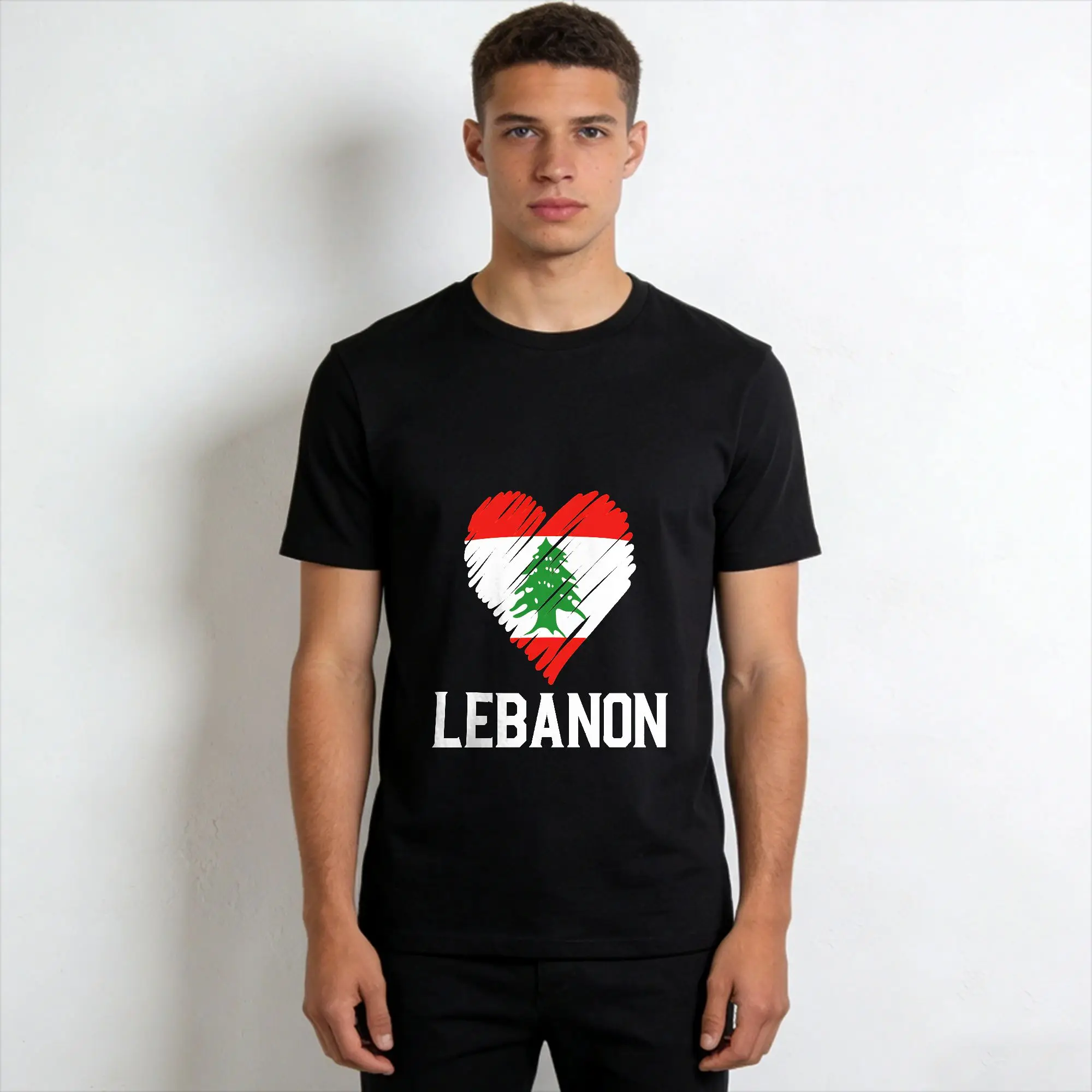 Lebanon Flag  T-Shirt Summer  100 Cotton T-Shirts For Men's Hipster Casual Tshirt Short Sleeve Y2K Basic Top Tees