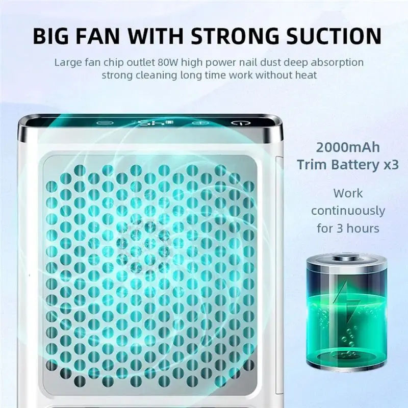 Powerful Nail Vacuum Cleaner Nail Extractor Fan For Manicure Salon Tools EU Plug-A79G