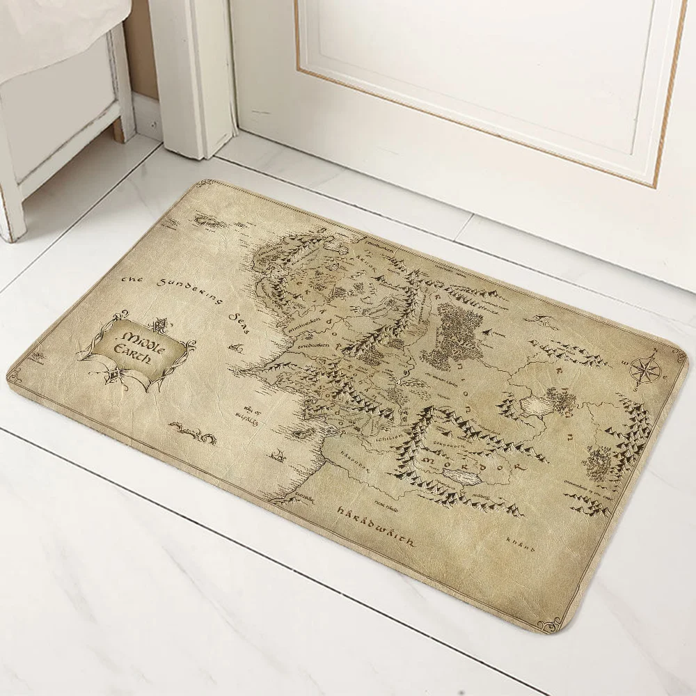 The Lord of the Rings Map Foot Mat Carpet for Bedroom Mats Floor Bath Mat Washable Non-slip Kitchen Rug Cute Room Decor Balcony