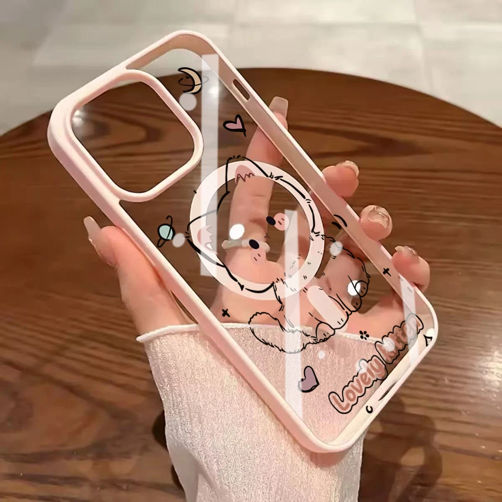 Niedliche Katzen-Schutzhülle für Magsafe iPhone 15 16 Pro Max 17 14 11 13 12 Pro Max Plus Hüllen Magnetisches Kabelloses Laden Coque – Detail 7