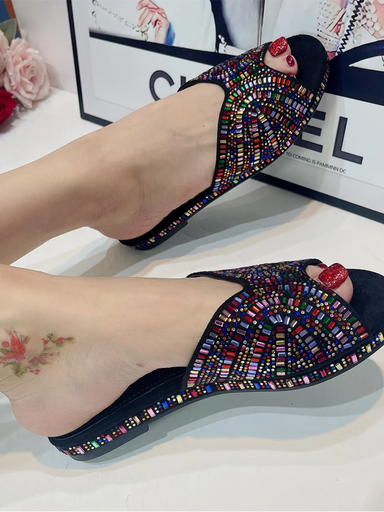 2023 Trendy Colorful Slides for Women New Classic Design Sandals Italian Style Lady Shoes Low Heel Summer Mules Comfy Sandals