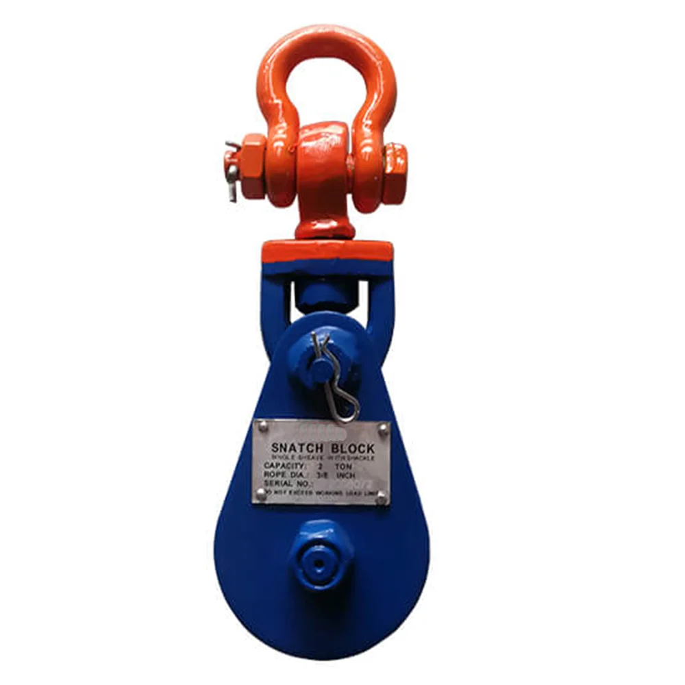 Heavy Lifting Snatch Block With Shackle For Marine Wire Rope Moving Pulley Shackles