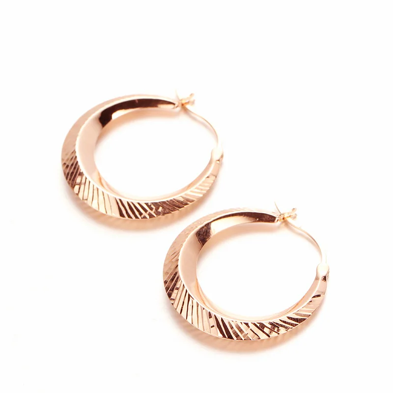 New in Fashion 585 Purple Gold Exaggerated Shiny earrings for women Simple Plating 14K Rose Gold Classic earings Buckle Jewelry