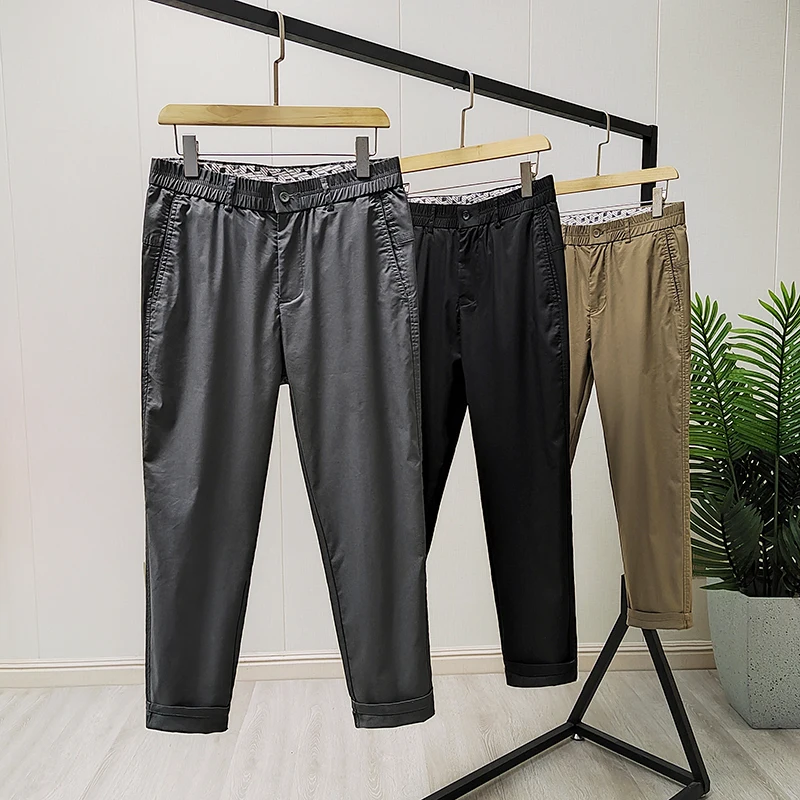 

Men's Casual Ice Silk Fabric Pants Elastic Waist Comfortable Fit Long Trousers Fashionable Urban Style Summer New Arrival