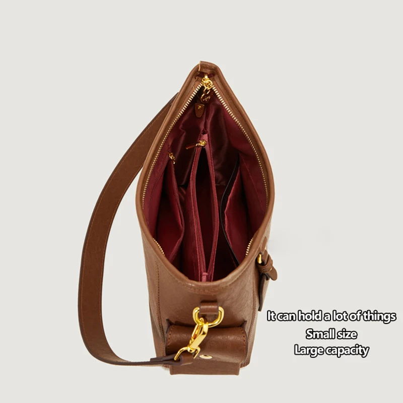New Pu Crossbody Bag for Women, Large Capacity Shoulder Bag, Fashionable and Simple Underarm Bag, Versatile Commuter Bag, Retro Casual Style