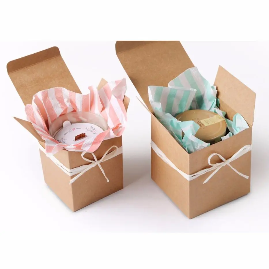 20pcs White Kraft Paper Box Cosmetics Bottle Candle Packaging Party Gift Perfume Essential Oil Handmade Soap Candy Wedding Favor