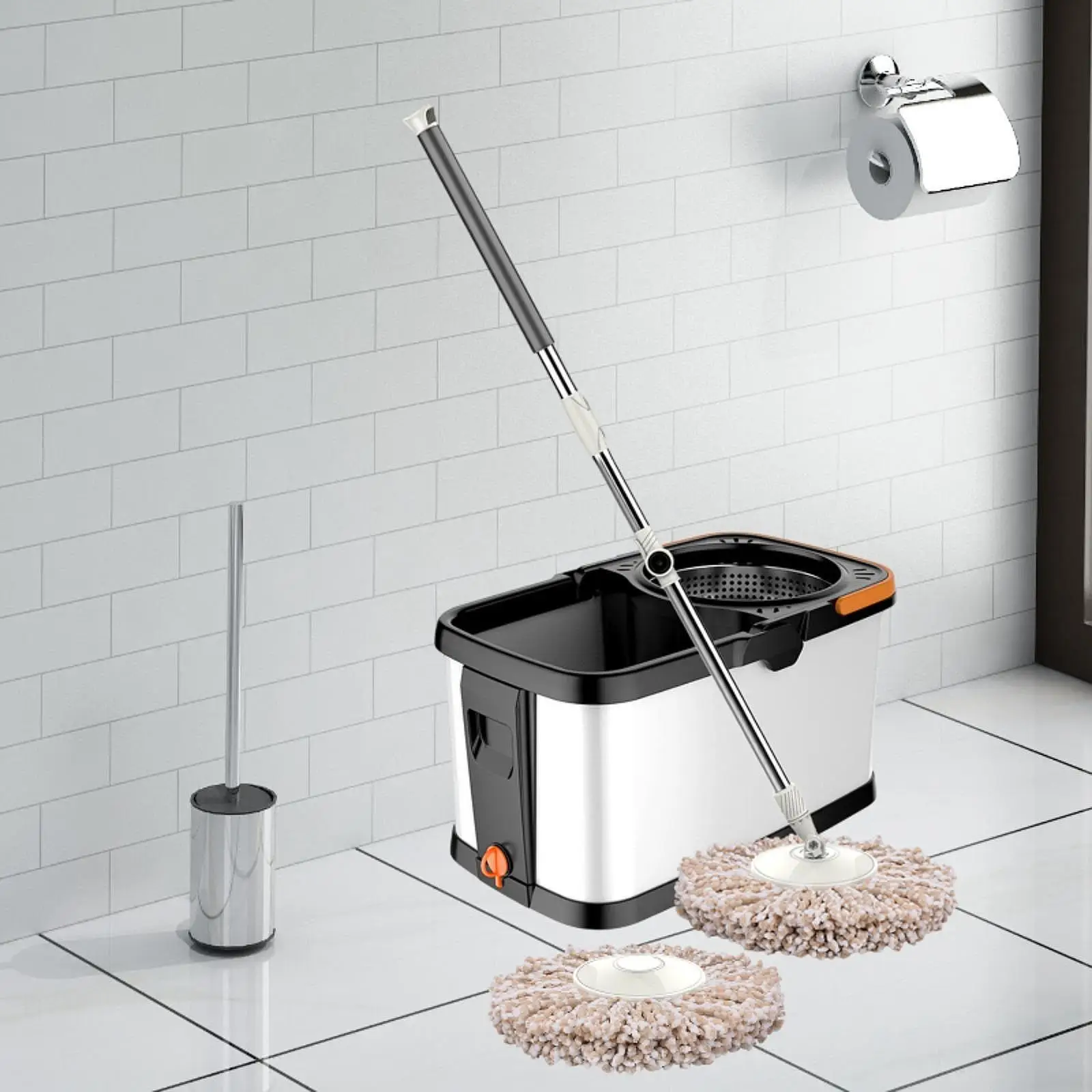 Mop- en emmerset 360° °   Rotary Mop Cleaner Mop Cleaning System voor hardhout