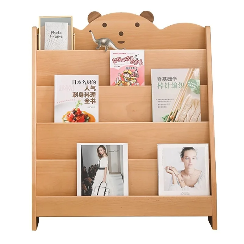 Solid wood children's bookshelf bookcase picture book rack household shelf beech storage cabinet shelf storage