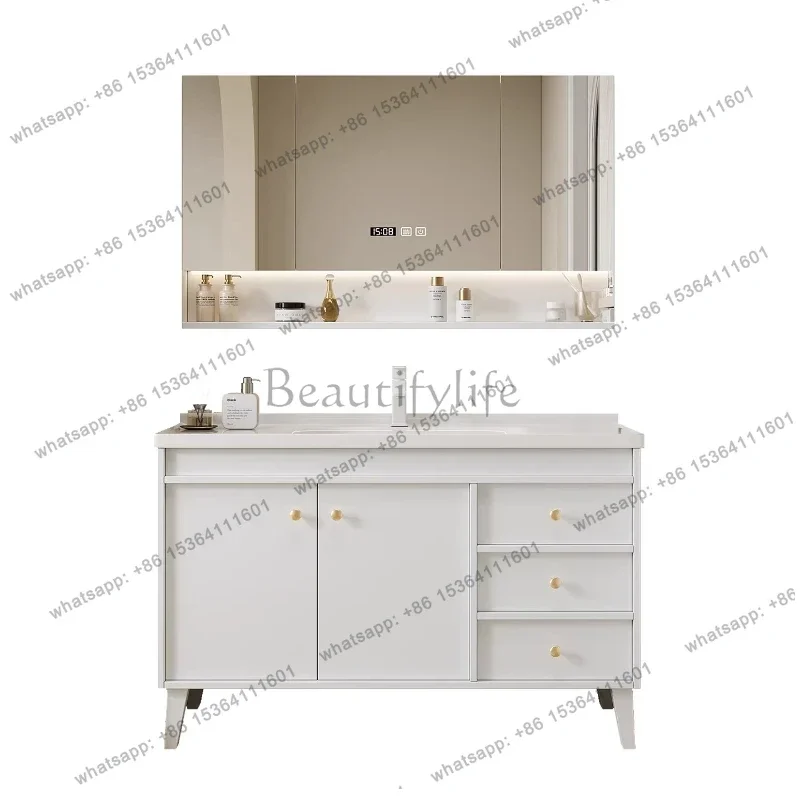 

French cream wind floor-to-ceiling bathroom cabinet washbasin toilet ceramic integrated washbasin
