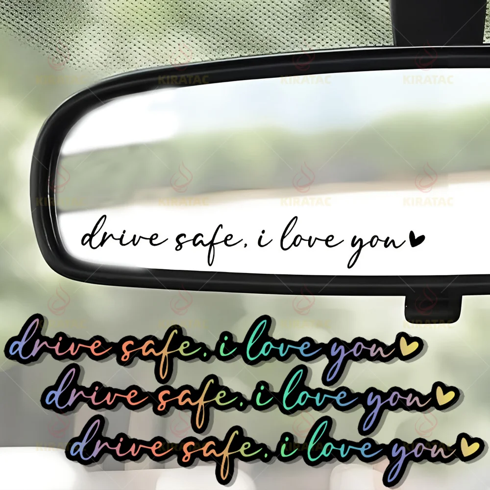 

1 комплект (3 шт.) автомобильных наклеек "Drive Safe, I Love You", водонепроницаемые голографические виниловые наклейки, для декора зеркала заднего вида и шлема