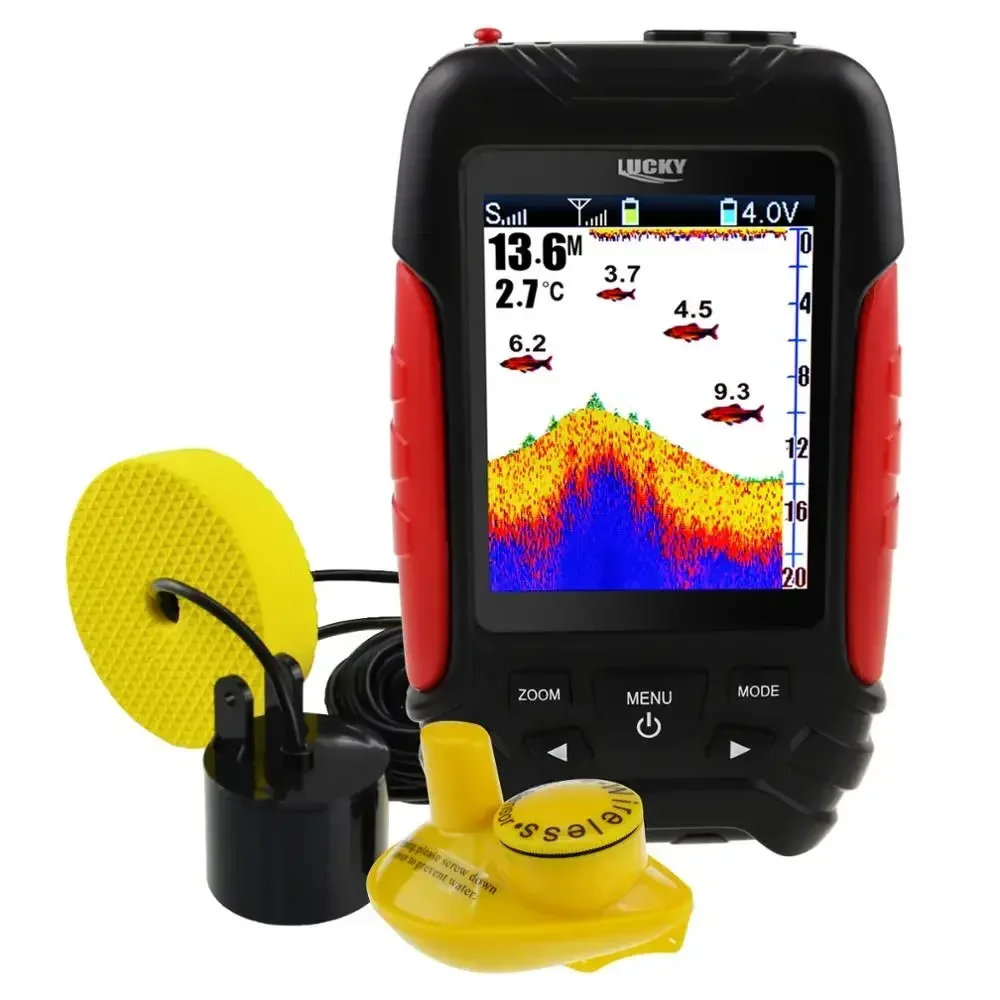 LUCKY 2-in-1 Wired & Wireless ColorFishfinder Fishing Locator, 100m / 45m Depth Range Transducer Sonar Sensor HOT SALES