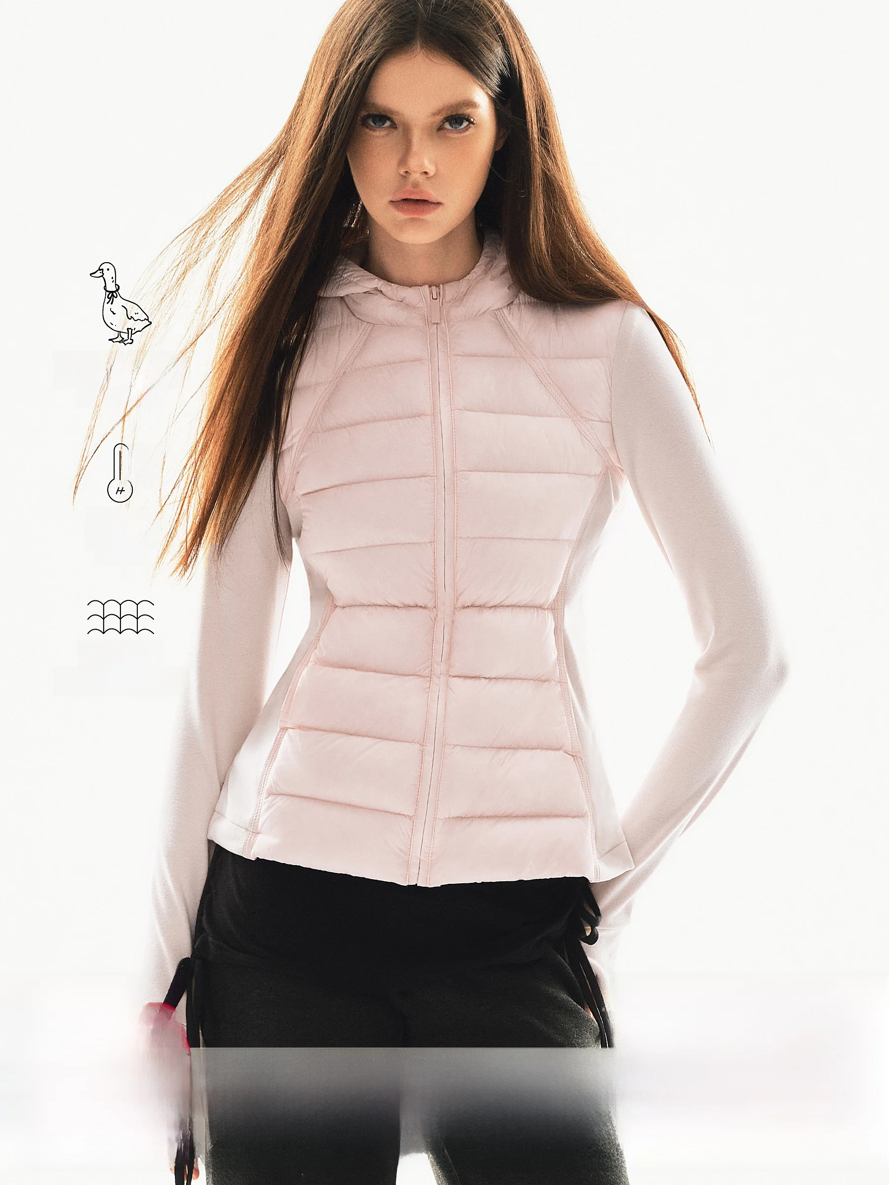 

AYF Women's Zipper Hooded down Jaet 90% White Du down Fce Lined Waist-Cinching Slimming Winter Warm Cotton Coat