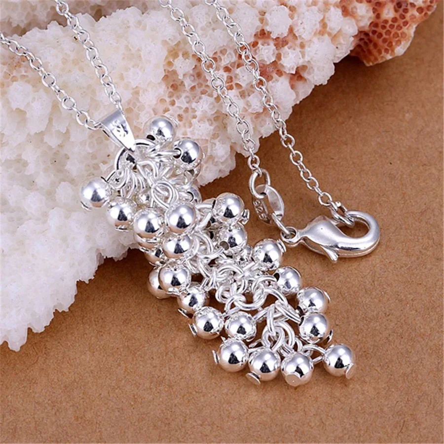 Hot popular Costume Jewelry 925 Sterling Silver classy Grape beads Pendant Necklaces For Women Fashion party wedding Engagement view 6
