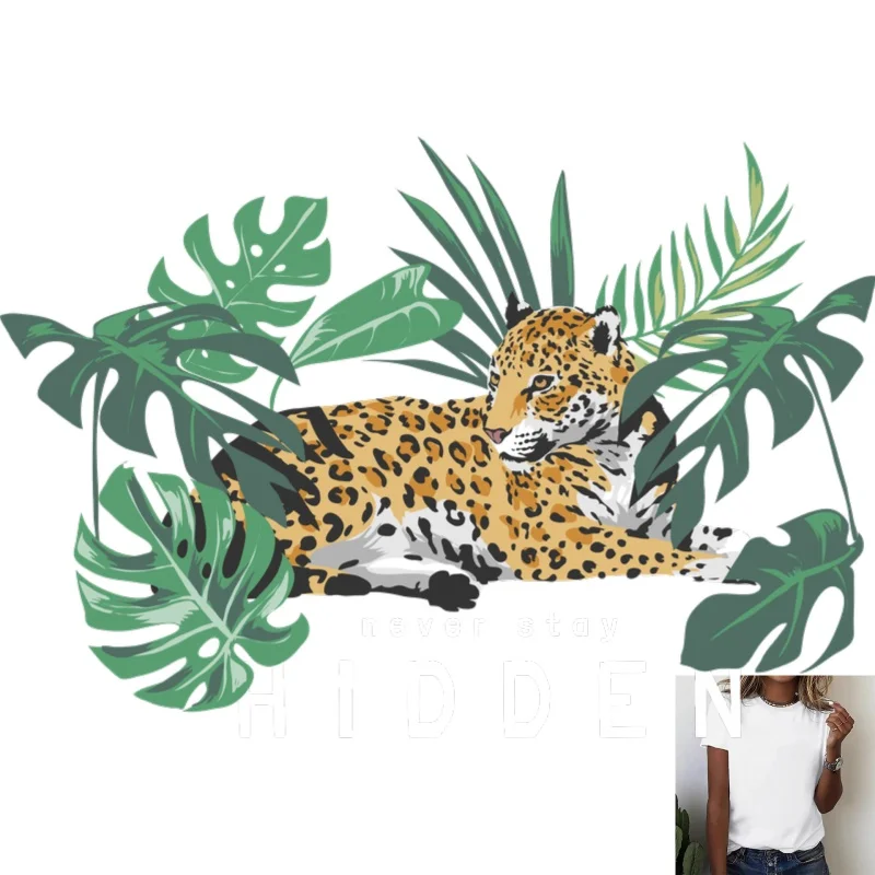 Tropical Tropical Plant Leopard Pattern Heat - Transfer White Ink Iron - on Patch, Trendy & Stylish Decal for T - Shirts, Canvas Bags & - Aliexpress Deal