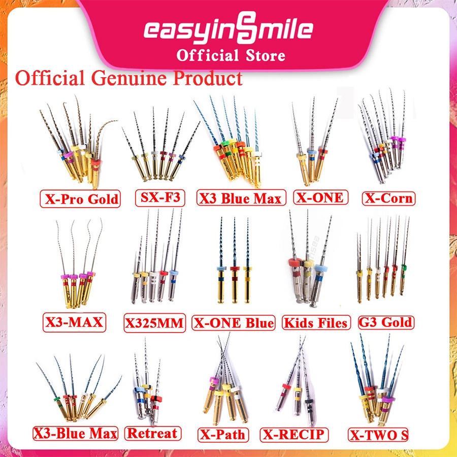 1Packs Easyinsmile Endo Rotary files Dental Niti File System Root Canal Gold/Blue Files Endodontic accessories for Dental Motor