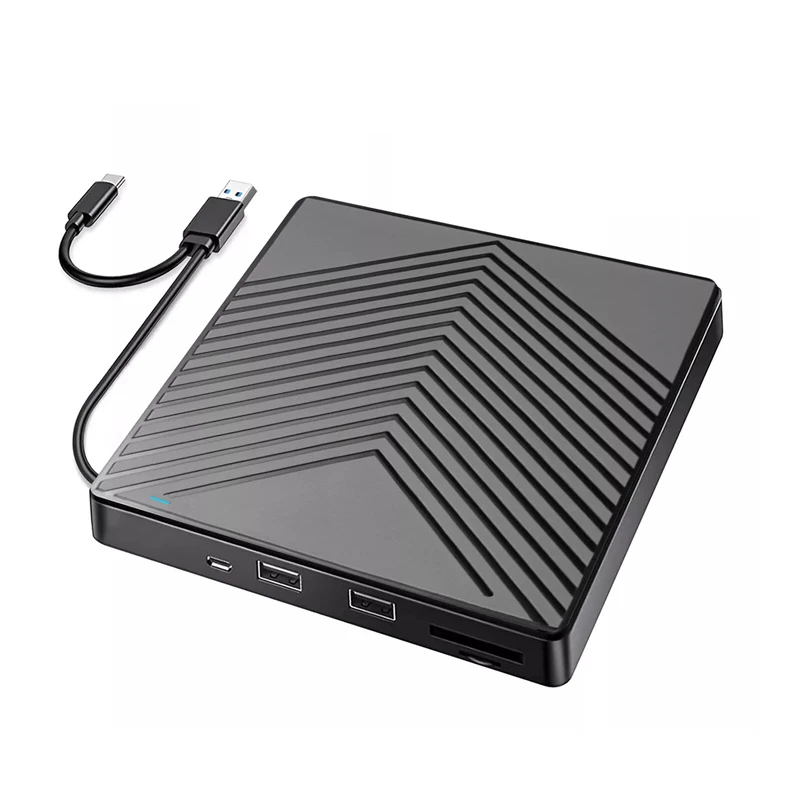 5-in-1 USB 3.0 Type-c External DVD RW CD Drive Burner Reader Player Optical Drive External For PC Laptop Windows 11 10▪