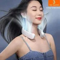 New Mini Neck Fan Portable Bladeless Hanging Neck 1200mAh Rechargeable Air Cooler 3 Speed Mini Summer Sports Fans Hvac tools
