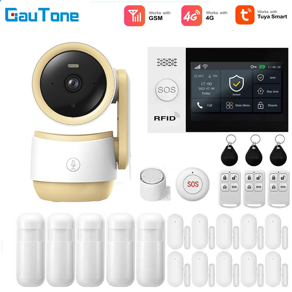 WIFI Smart Home Security Protection Alarm System 433MHZ Motion Detector Door Sensor Burglar IP Camera Work Alexa