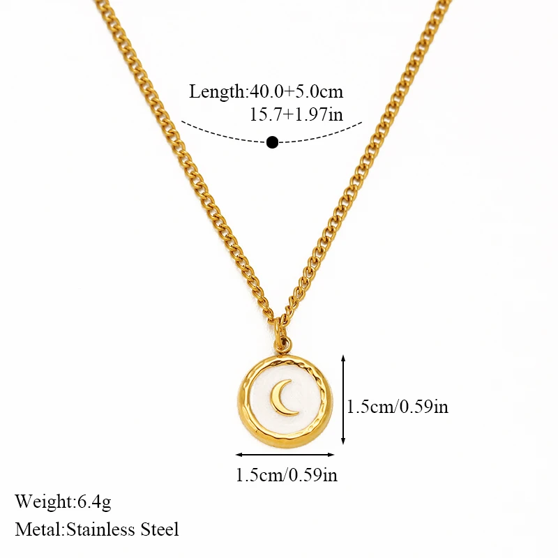 EILIECK 316L Edelstahl Mond Stern Krabbe Fisch Anhänger Halskette für Frauen Neue Trendige Wasserdichte Kreative Halskette Schmuck – Detail 19