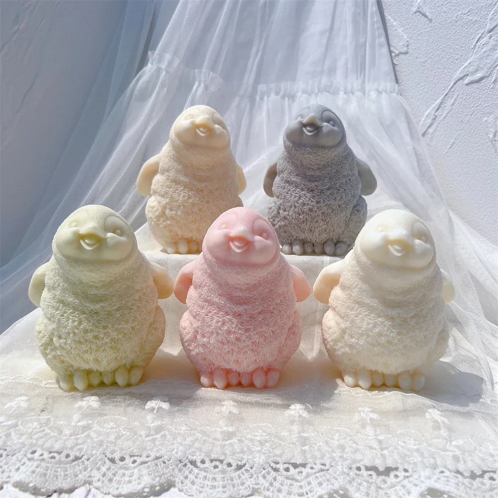 Cute Penguin Statue Candle Mold Animal Soy Wax Silicone Mould Figurine Animal Lover Home Decor