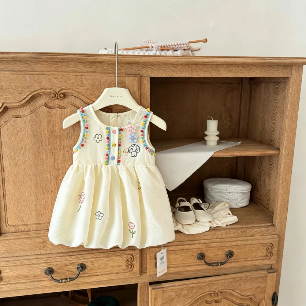 Girls' Dress Summer Flower Cute Sleeveless Girl's Dress Sweet Beach Baby Dress Baby Girl Clothes