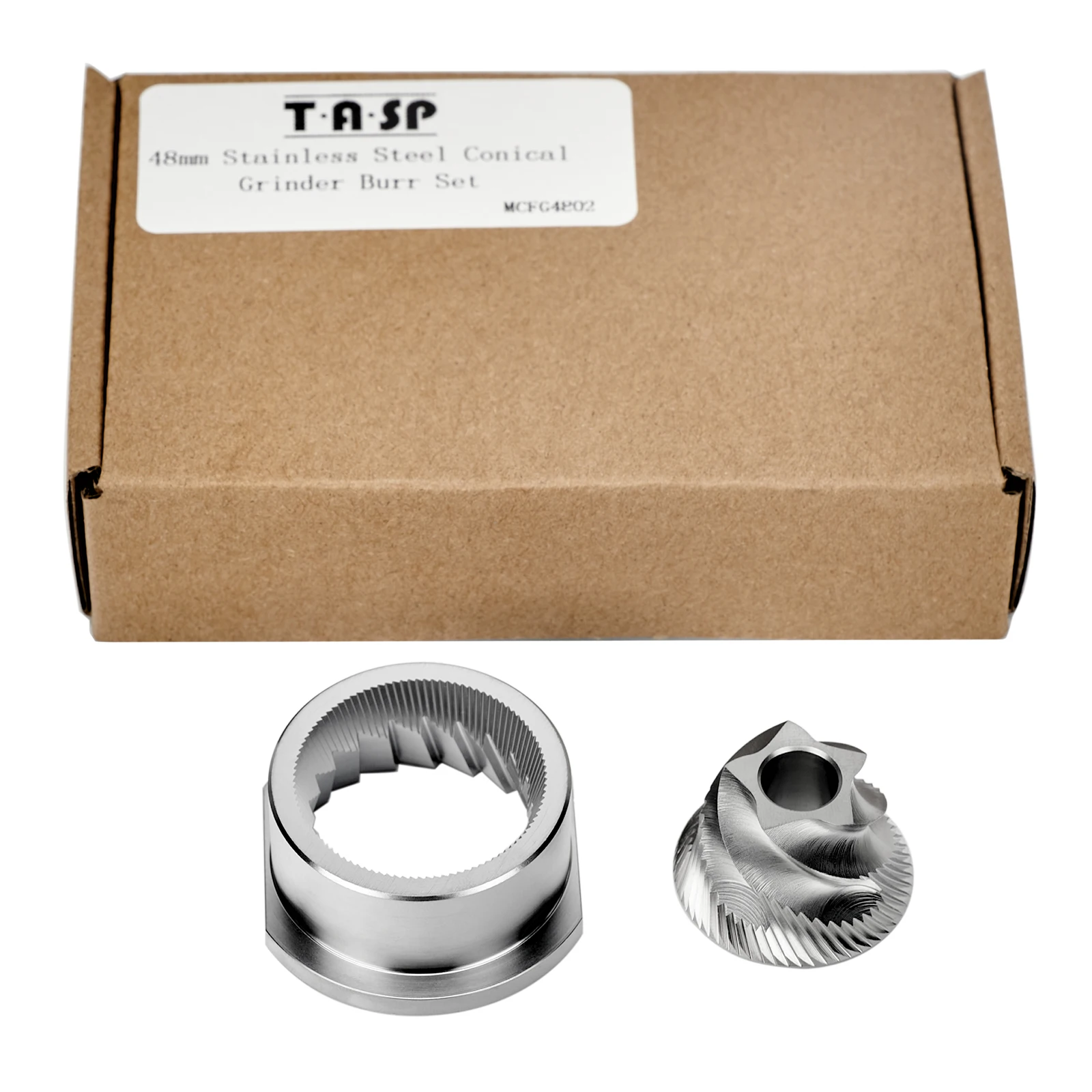 TASP Konisches Mahlwerk-Set aus Edelstahl, 48 mm, Kaffeemühle-Ersatzteile für Jura Saeco Magic Royal Strato Bosch Siemens