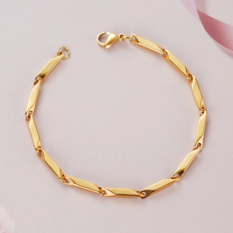 New 316L Stainless Steel Prismatic Chain Bracelet for Men Women   Kpop Hip Hop Colorful Quenching Width 3mm