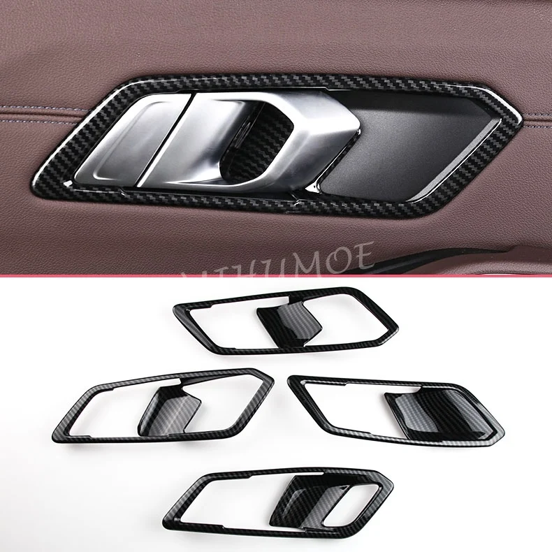 For BMW 3-Series G20 Sedan G21 Wagon 2019 2020 2021 2022 LHD Carbon Fiber Interior Door Handle Surrounds Cover Trims Accessories