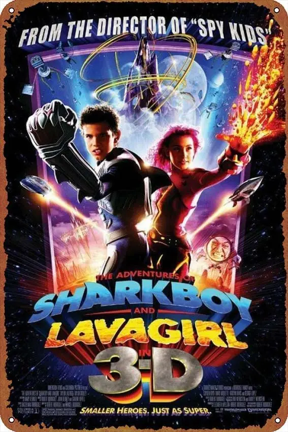 The Adventures of Sharkboy and Lavagirl 3-D Poster Vintage Tin Sign for Home, Garden, Bar, Restaurant, Cafe, Office, Shop - F