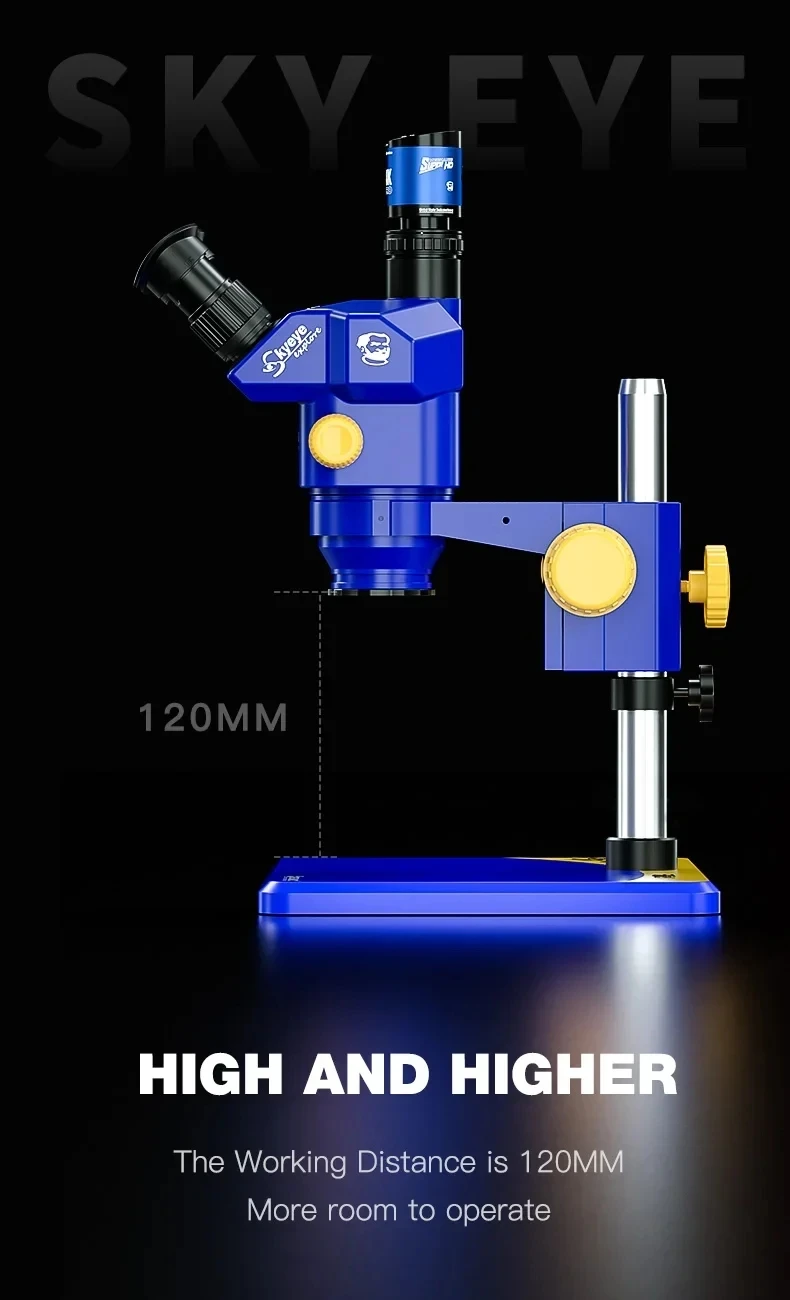 ميكانيكي E3-B11 7x-60x مجهر تكبير ستيريو ثلاثي العينيات سيمول البؤري للفحص المجهر وتصوير الفيديو #6