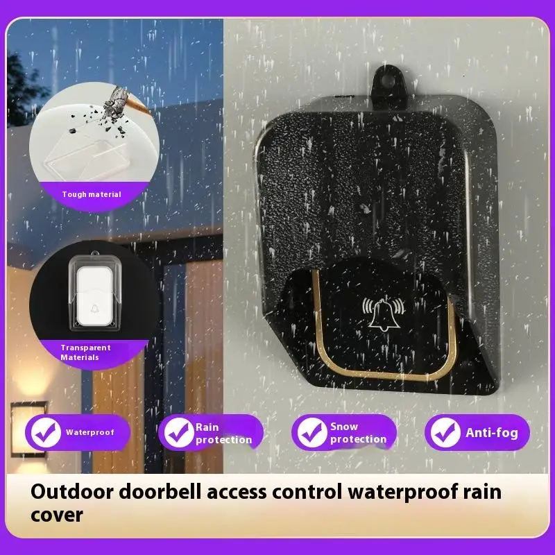 Waterproof Cover Splash Guard Cover 1 Set Wireless Door Bell Chime Button Protective Cover Outdoor Home Doorbell