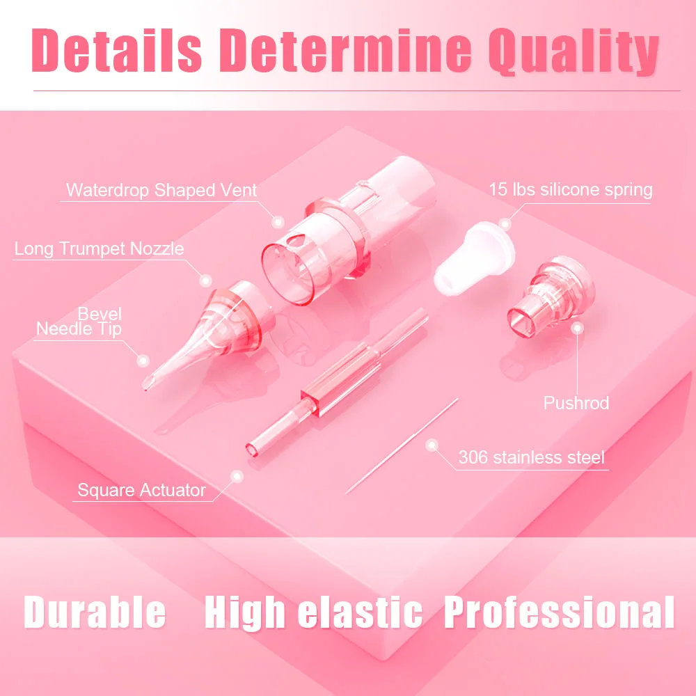 

Square Actuator 306 Stainless Steel Pink Crystal Universal Cartridge Tattoo permanent makeup cartridge needles