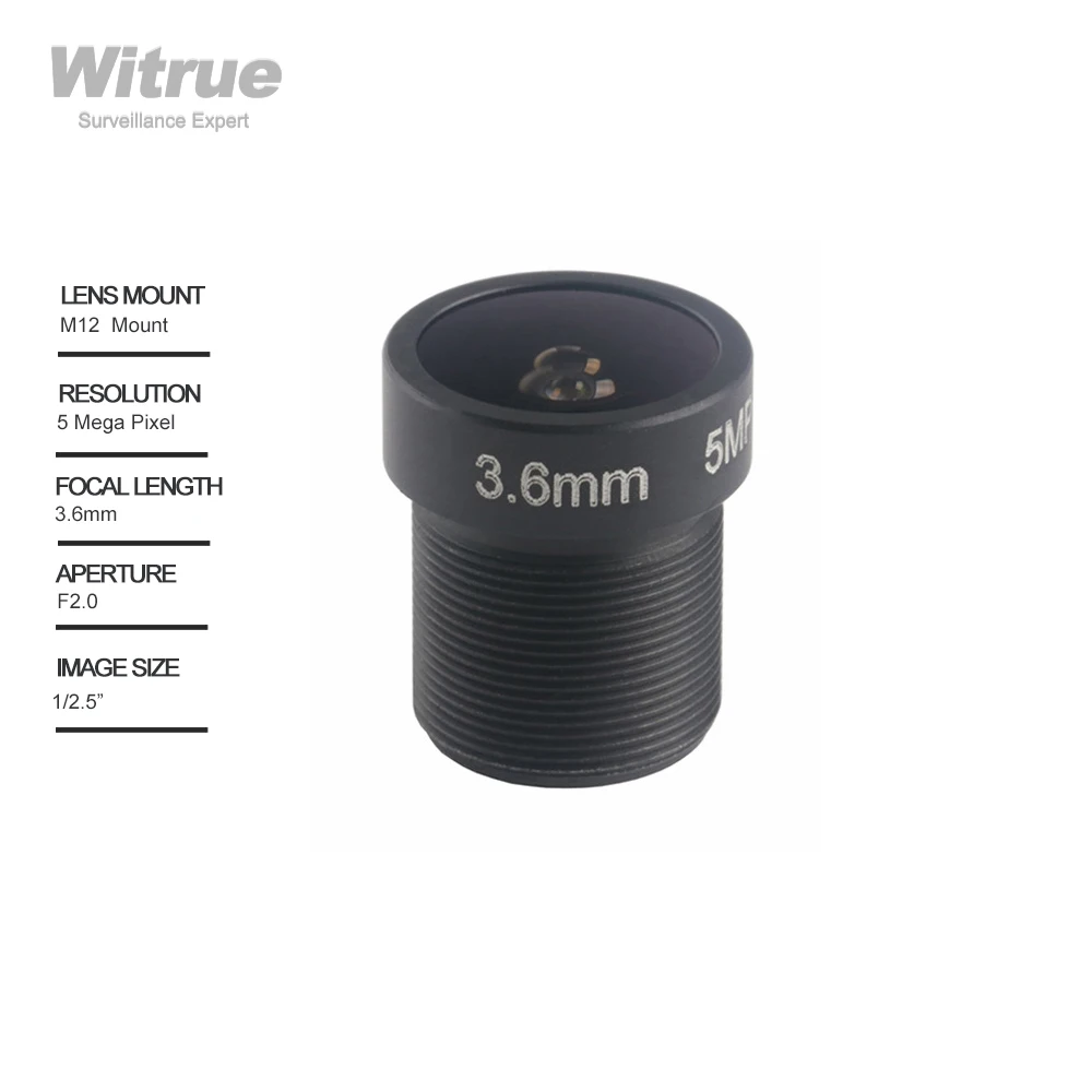 Witrue 5Megapixel CCTV Lens 3.6mm M12 Mount 1/2.5 inch 110 Wide Angle For HD 1080P/4MP/5MP AHD Camera IP Security Cameras