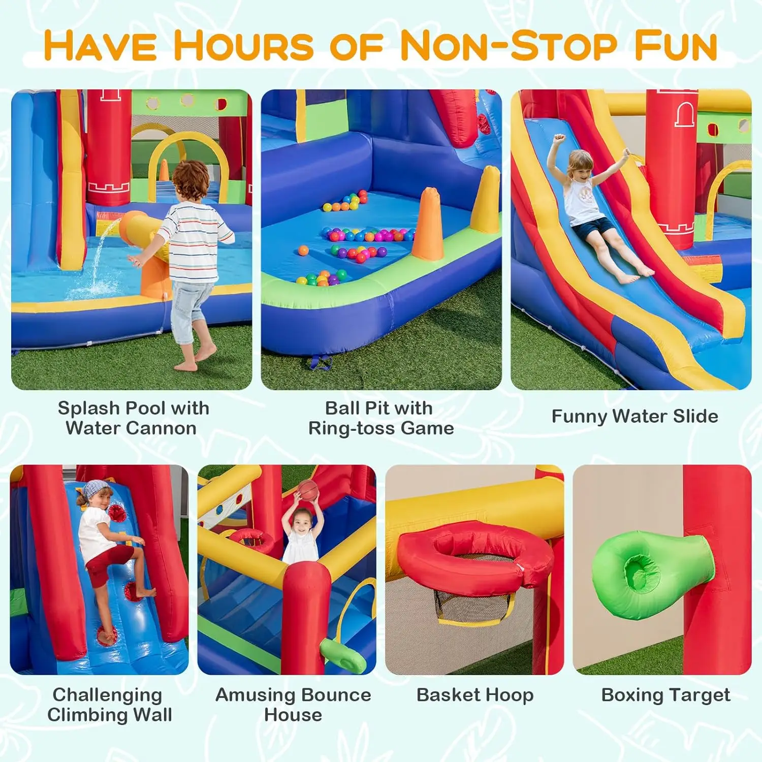 Nadmuchiwana zjeżdżalnia wodna, Mega Park wodny Bounce House zjeżdżalnia wodna Combo do zabawy na świeżym powietrzu w/750W dmuchawa, brodzik, wysadzenie W powietrze