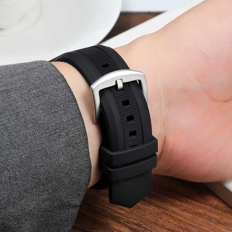 Notched silicone rubber watch strap For Omega Constellation 131.33/131.13 Refit to replace the diving wristband 24x14mm 24x15mm - view 4