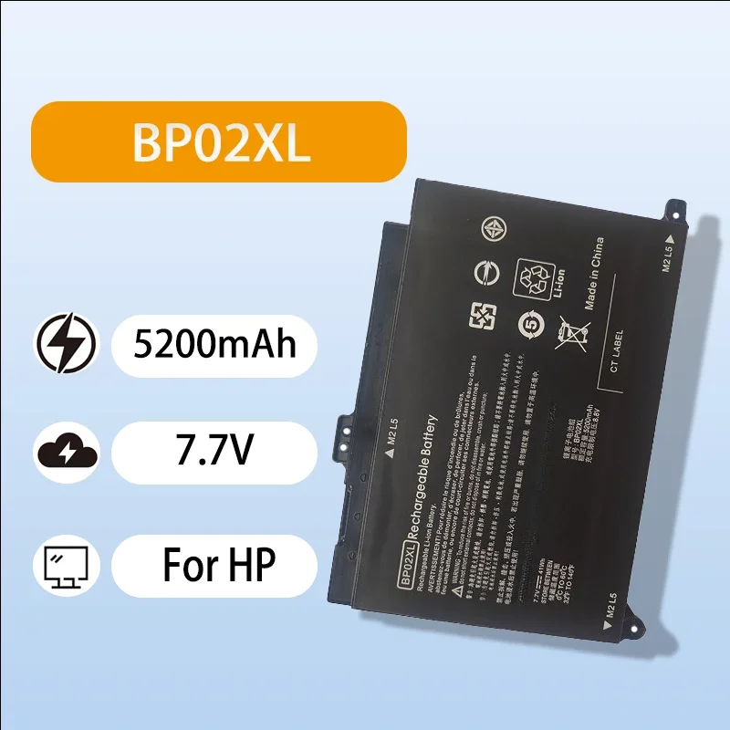High Quality BP02XL Battery For HP 15-AU156TX AU160TX TPN-Q172 Q175 Laptop 7.7V 5200mAh Long Lasting Stable Battery
