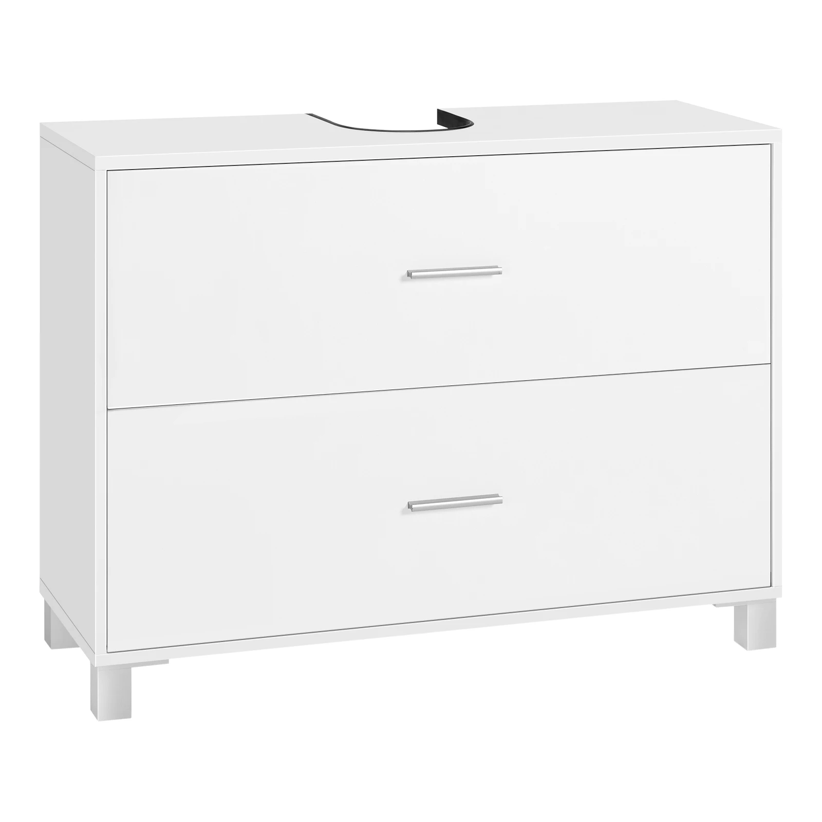 Weißer, bodenstehender Badezimmerschrank mit 2 Schubladen, Badezimmer-Waschtischunterschrank, Toiletten-Aufbewahrungsorganisator, 80 x 30 x 60 cm