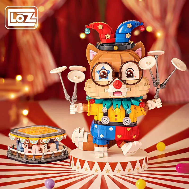 Loz Lizhi Small Particle Toy Building Blocks Assembling Amusement Park Clown Series Acrobatic Squirrel Gifts for Boys and Girls