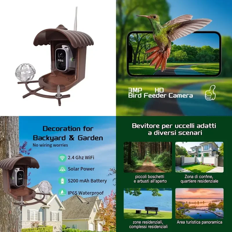 Cross-border HD bird feeder, camera, AI bird recognition, solar monitoring, smart pet feeding function, China model D3-B5