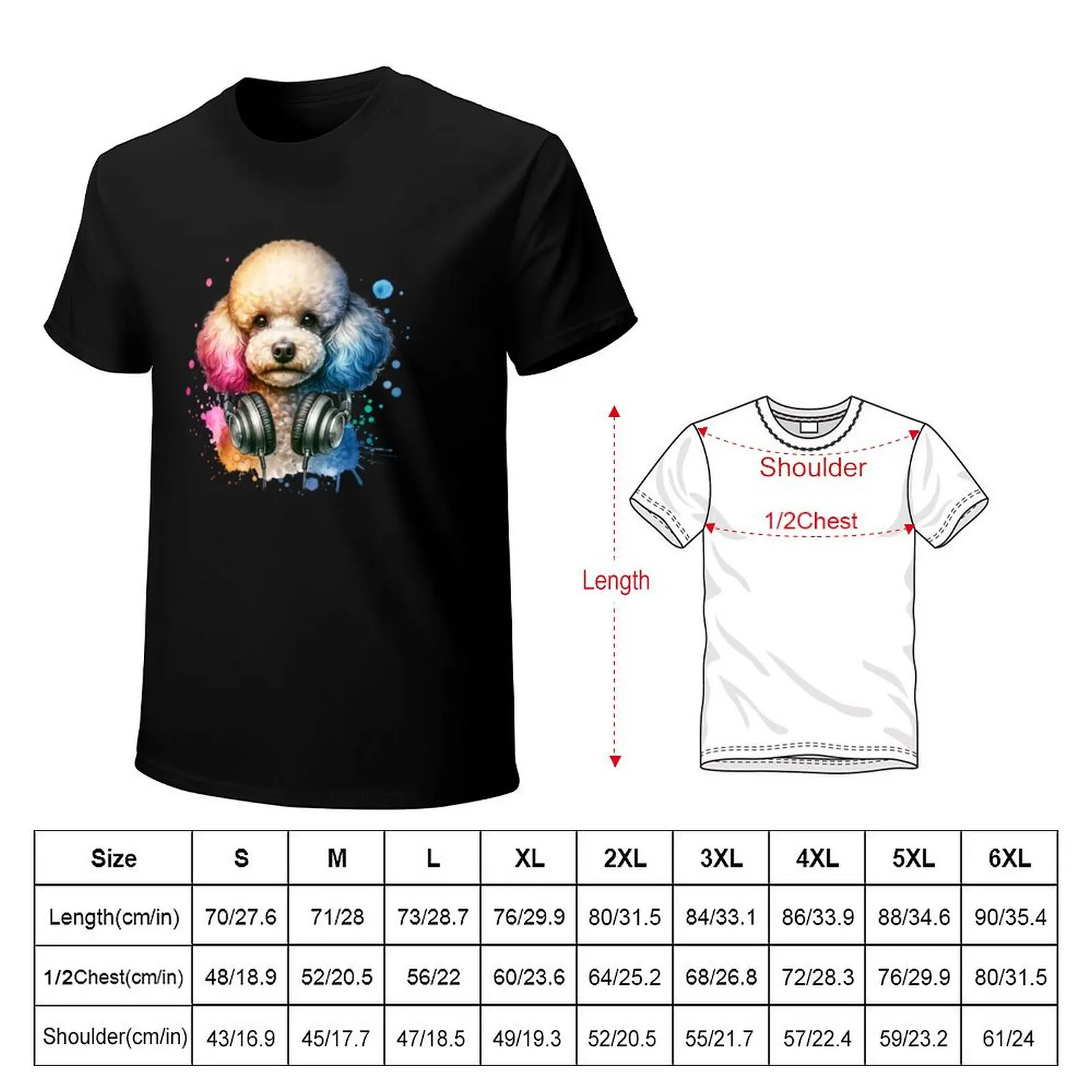 Poodle with Headphones T-Shirt oversizeds heavyweights football t shirt t shirt men