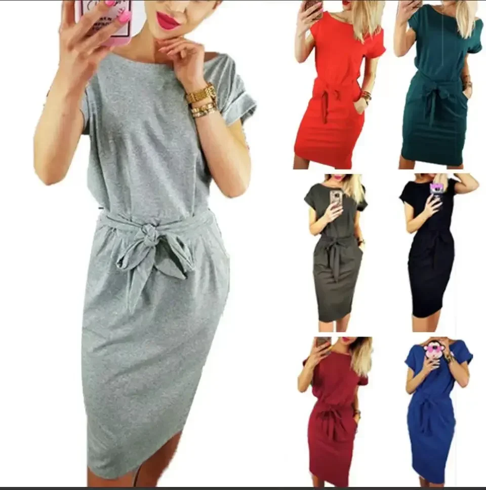 فستان نسائي كاجوال بأكمام طويلة وحزام للحفلات وغمد ضيق