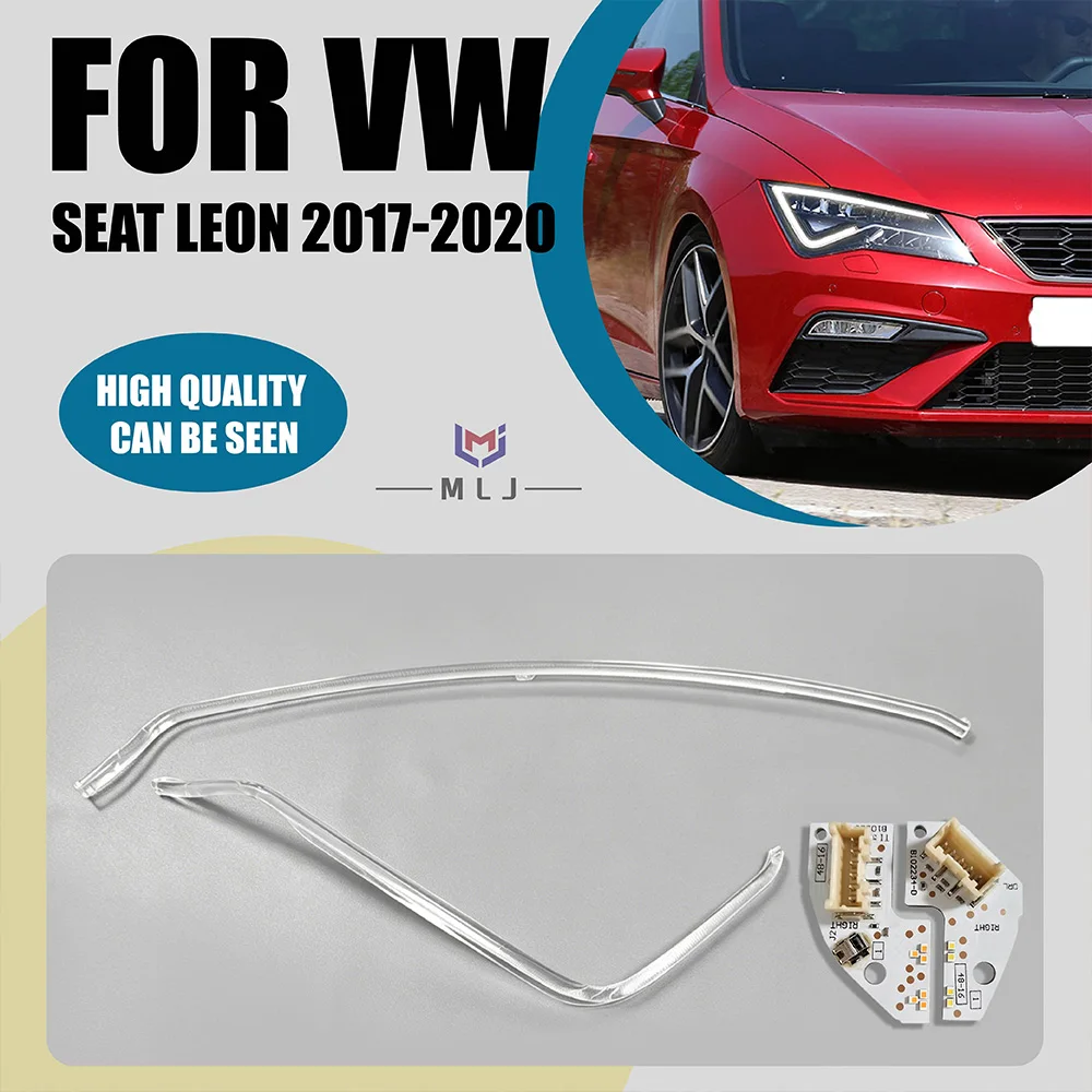

White LED DRL Chip Light Guide Tube For VW SEAT Leon 2017-2020 Headlight Light Source Board Lamp Strip Car Headlight Accessories