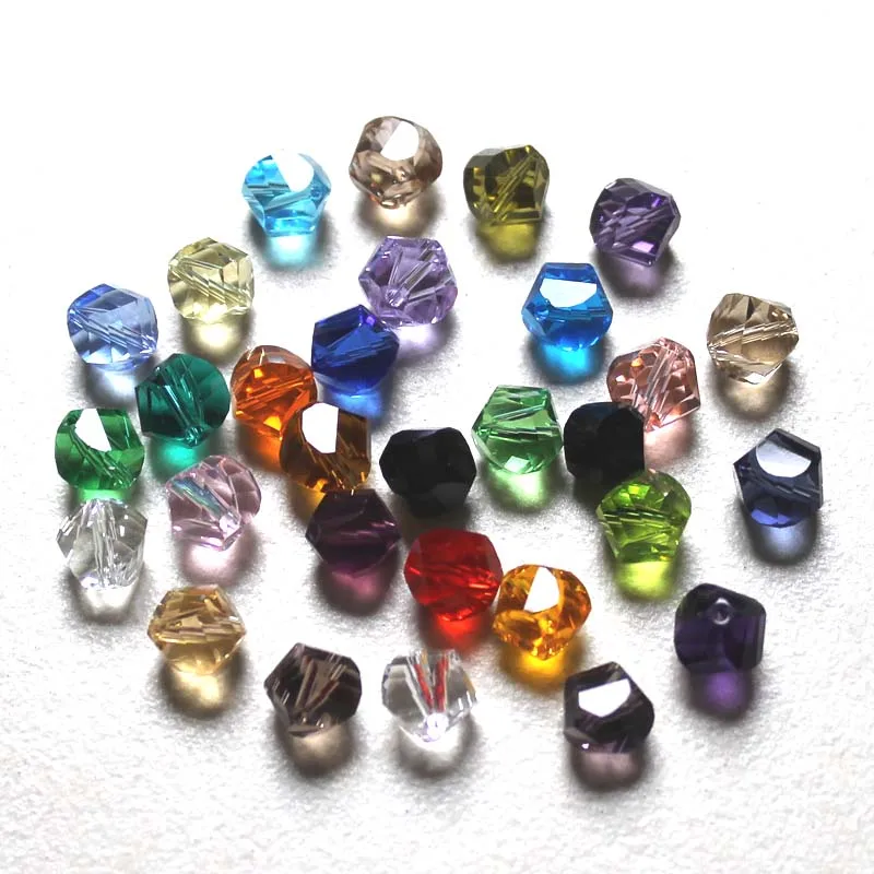 StreBelle AAA 100pcs 10mm Twist Irregular Shape Austria Faceted Crystal Glass Bead Loose Spacer Round Beads for Jewelry Making