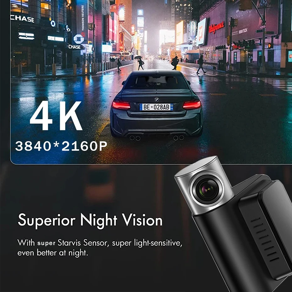 2 Inch 4K Dash Cam Dual Lens Ultra HD Novatek Car DVR Camera WIFI GPS Tracker Rear View Night Vision Video Recorder 24H Parking