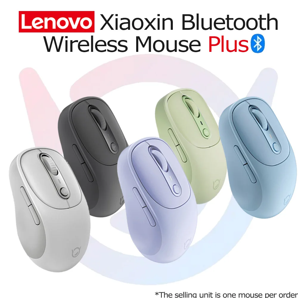 Ratón inalámbrico Bluetooth Lenovo Xiaoxin Plus ajustable 1200 1600 DPI para PC portátil recargable Windows ergonómico de alta precisión