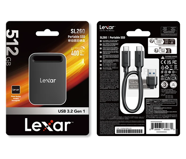 Original Lexar SL260 Air Tragbare SSD 512GB 1TB USB3.2 Gen1 Typ-C 400MB/s Ultraleicht Sturzsicher Für Handy Laptop Mac PC – Detail 22