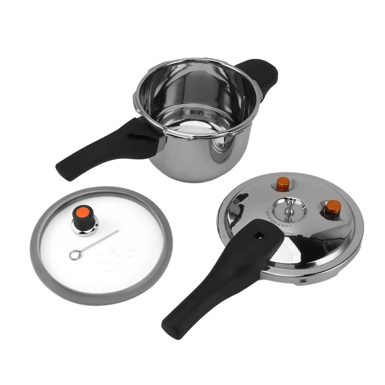 

Mini Pressure Cooker Stainless Steel Plastic Comfortable Handle Safety Valves Wearproof Design for Kitchen
