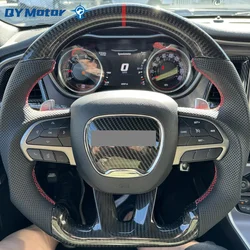 Real Carbon Fiber Steering Wheel Perforated Leather For Dodge Challenger Charger SRT HELLCAT 2015‑2022